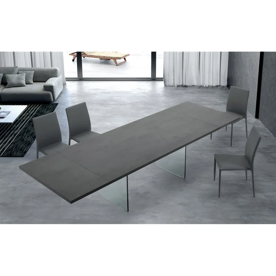 Modernt utdragbart bord till 300 cm i laminat och glas Made in Italy - Tear Viadurini