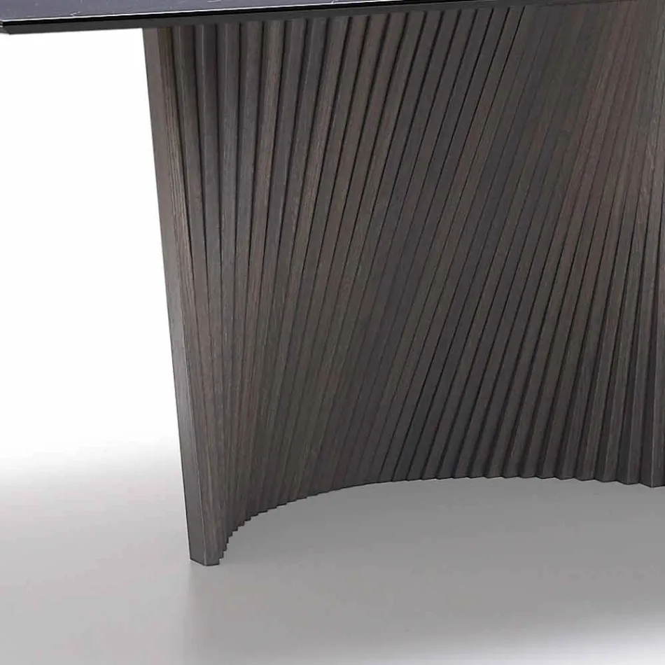 Modernt bord med marmor effekt stengods topp gjord i Italien, Adrano Viadurini