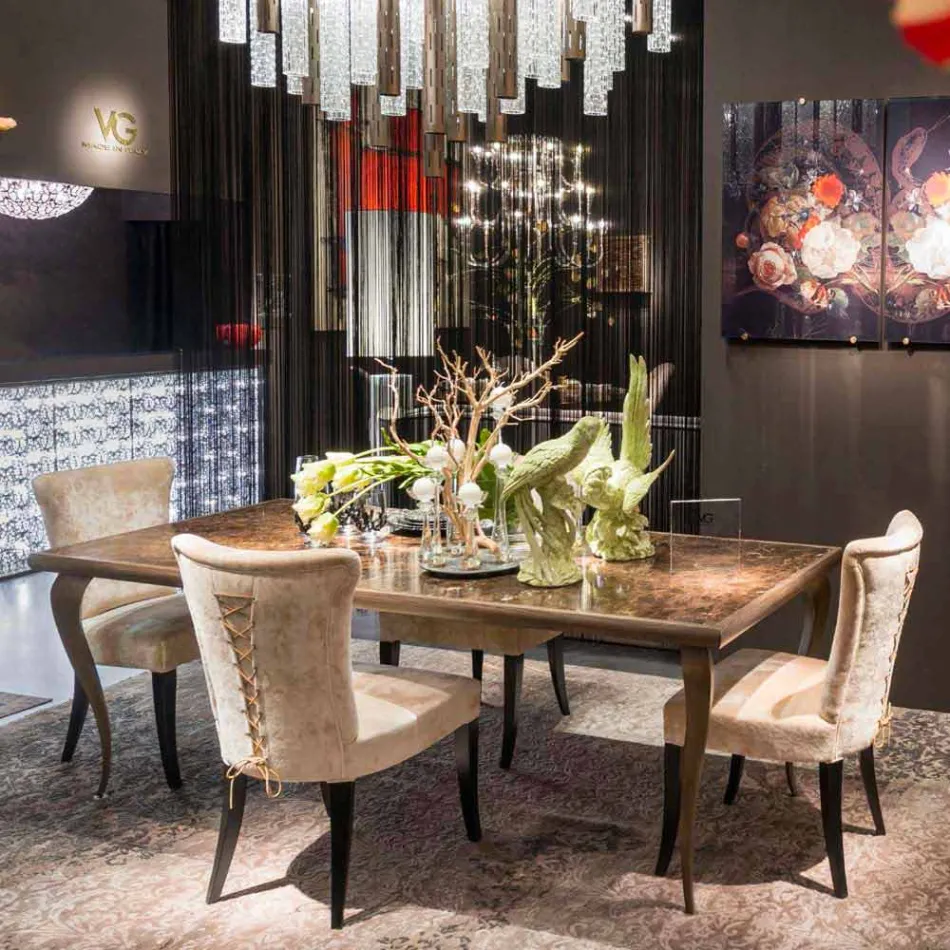 Tabell nyklassisk med massivt trä struktur och en marmorskiva Adam Viadurini