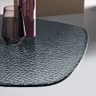 180x100 cm ovalt bord i rökfärgat hamrat glas och metall - Domus Viadurini