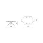 180x100 cm ovalt bord i rökfärgat hamrat glas och metall - Domus Viadurini