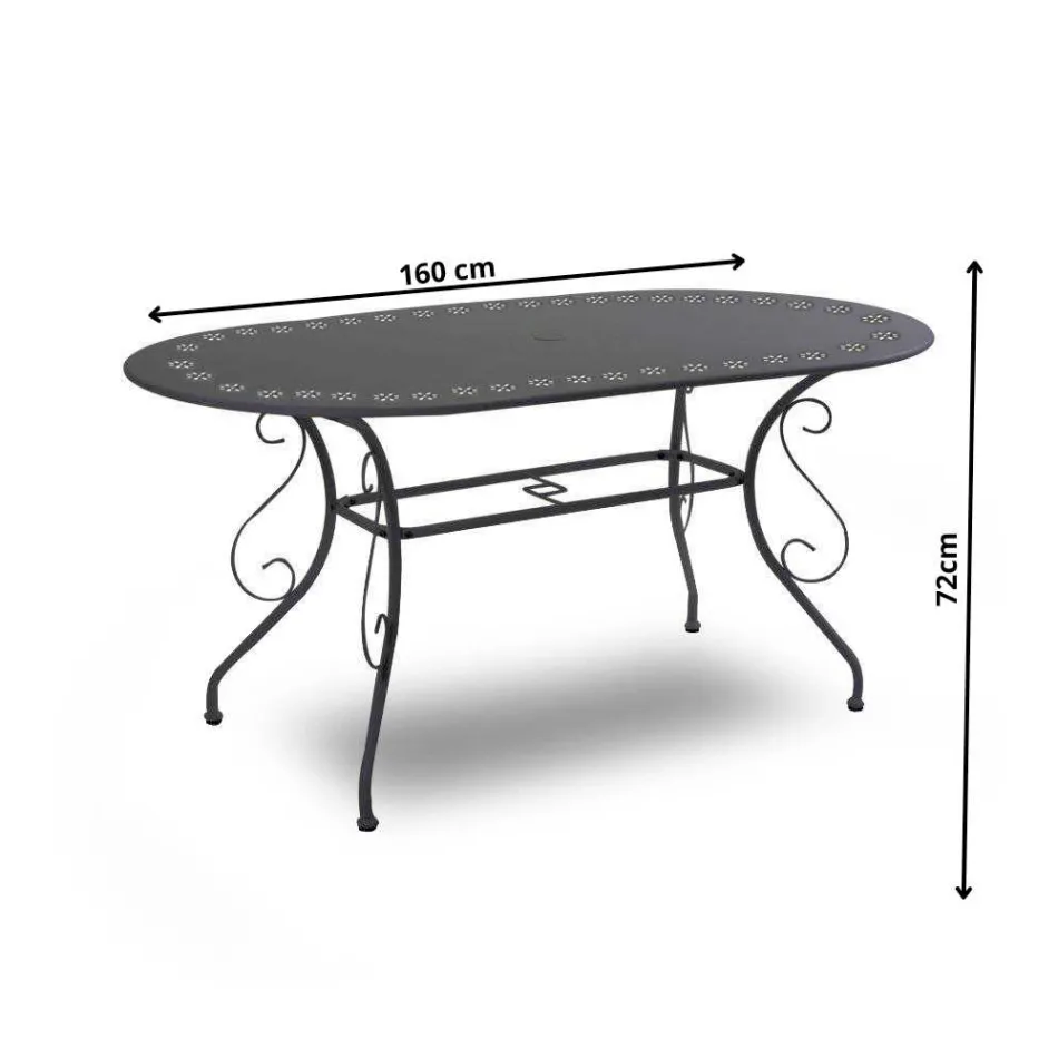 Ovalt trädgårdsbord tillverkat helt i metall - Archive Viadurini