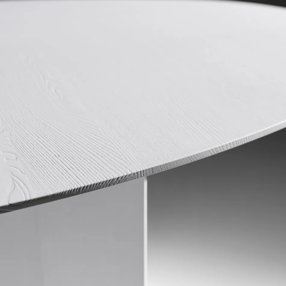 Ovalt matbord i askfanerad plywood - Capricorn Viadurini