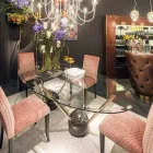 Oval design bord med glasskiva 100% Made in Italy Zoe Viadurini