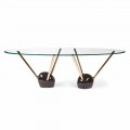 Oval design bord med glasskiva 100% Made in Italy Zoe