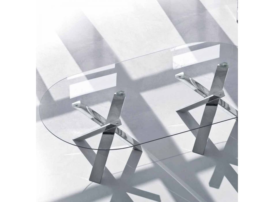 Oval design bord i kristall 220x120cm gjord i Italien Tree Viadurini