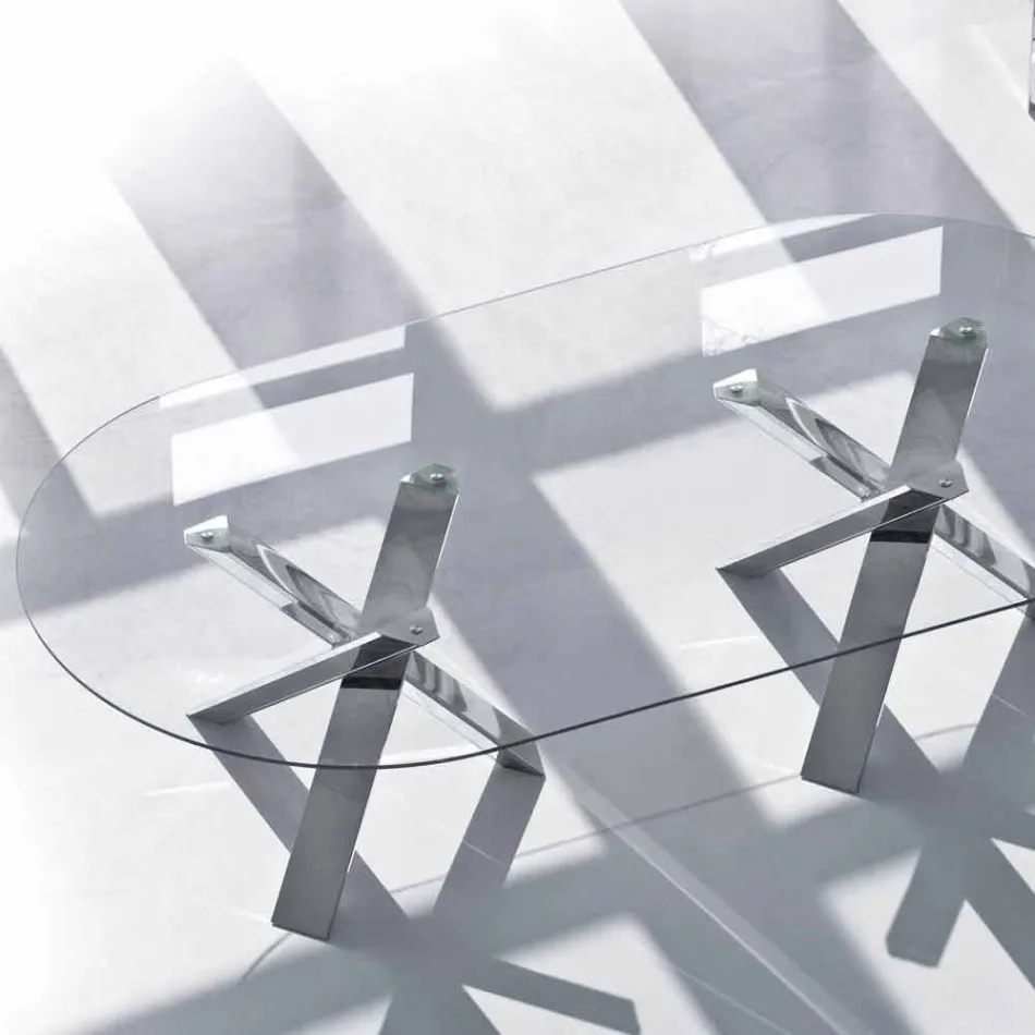 Oval design bord i kristall 280x120cm gjord i Italien Tree Viadurini