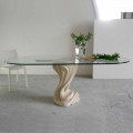 oval sten bord med glasskiva modern design Agave