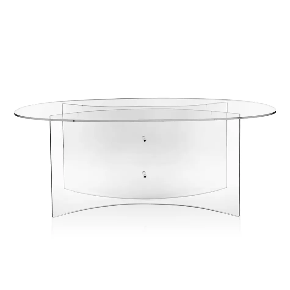 Ovalt bord i transparent plexiglas tillverkat i Italien - Gabriela Viadurini