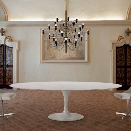 Modernt oval bord i Carrara marmor eller svart Marquinia tillverkad i Italien - dollar Viadurini