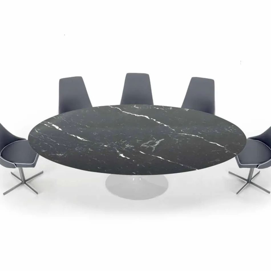Modernt ovalt bord i Carrara eller Black Marquinia Marble Made in Italy – Dollars Viadurini