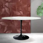 Ovalt tulpan Saarinen-bord H 74 cm i mattvit Florim-keramik - Scharlakansröd Viadurini