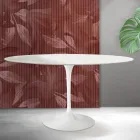 Ovalt tulpan Saarinen-bord H 74 cm i mattvit Florim-keramik - Scharlakansröd Viadurini