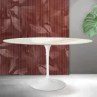 Ovalt Tulip Saarinen-bord H 74 cm i Florim Calacatta guld matt keramik - Scharlakansröd Viadurini