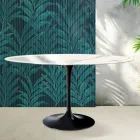 Oval Tulip Saarinen Bord H 74 cm i Florim Statuario Lucido Keramik - Scarlet Viadurini