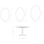 Ovalt tulpan Saarinen-bord H 74 cm i matt Florim Statuario-keramik - Scharlakansröd Viadurini