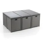 Inomhus- och utomhusbord med 6 stolar med fällbart ryggstöd och 4 sittpuffar - Venir Viadurini