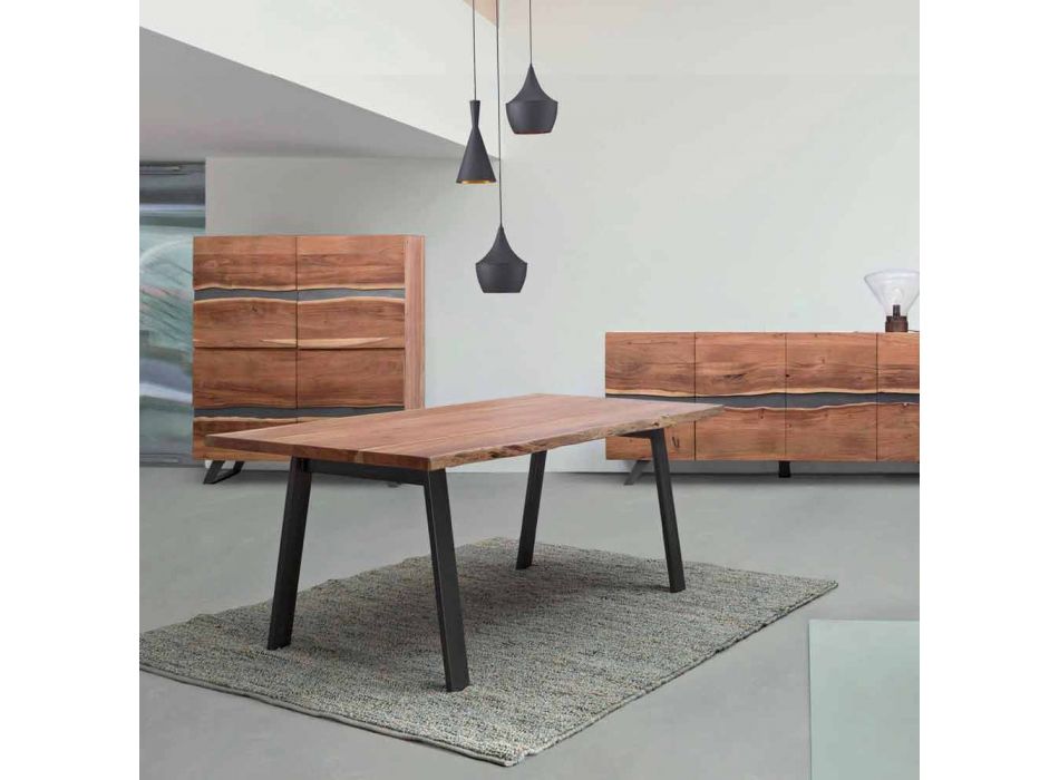 Design matbord i trä och stål Homemotion - Cannes Viadurini