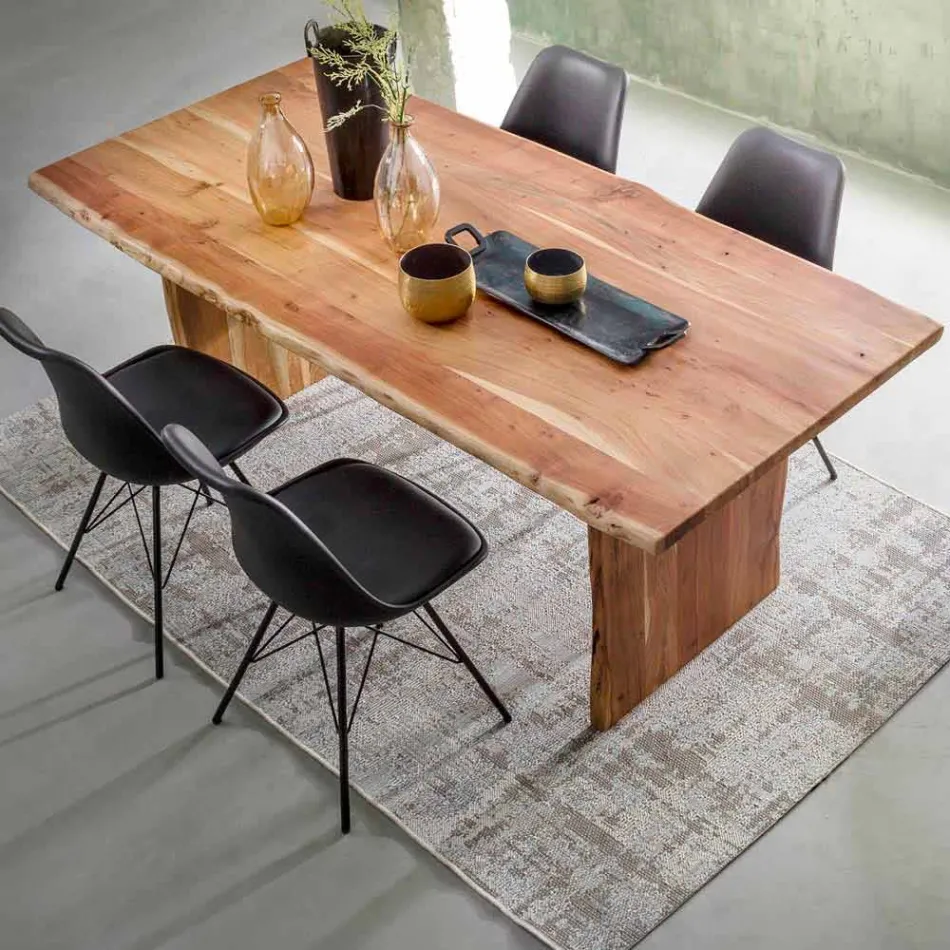 Homemotion Modern Acacia Wood Dining Table - Pinco Viadurini