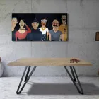 Pläterat bord i knuten Masellato-ek och metall Tillverkat i Italien - Luanda Viadurini