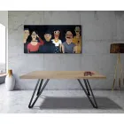 Pläterat bord i knuten Masellato-ek och metall Tillverkat i Italien - Luanda Viadurini