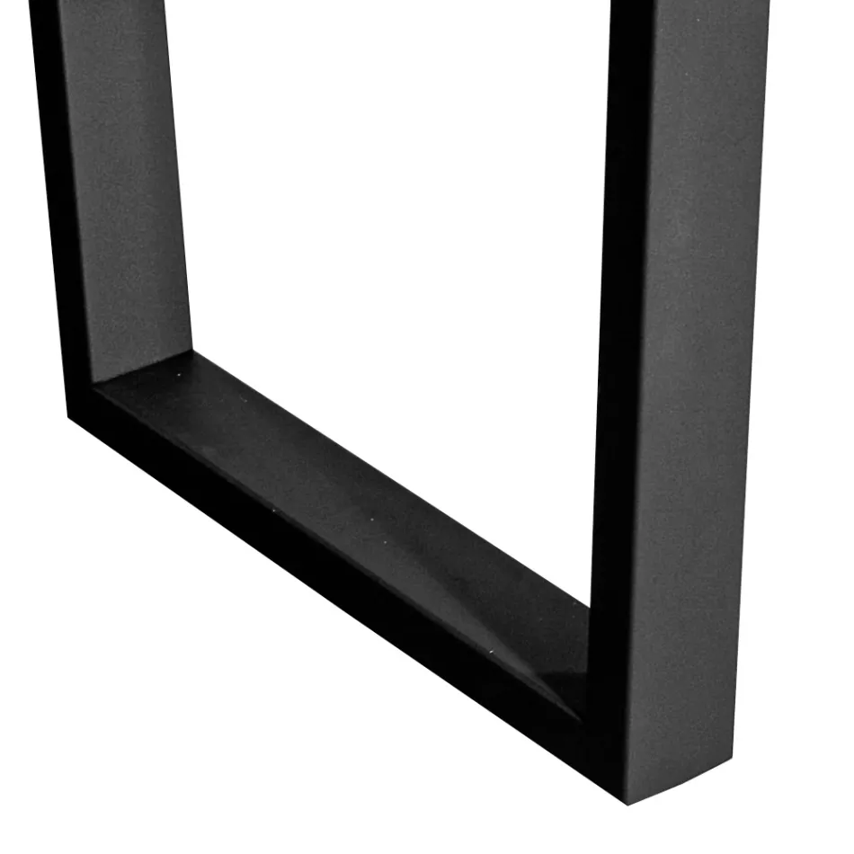 Pläterat bord i fyrkantig knuten ek och metallunderrede Tillverkat i Italien - Pilar Viadurini