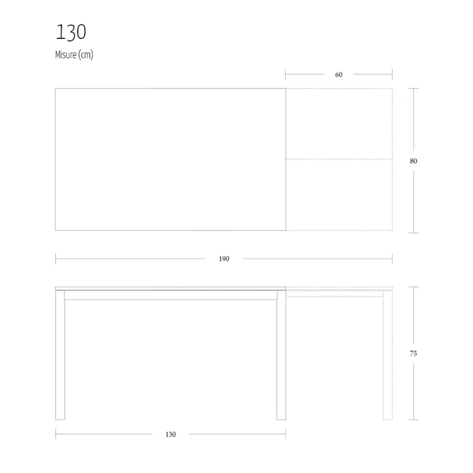 Utdragbart matbord 190 cm Metall och trä Tillverkat i Italien - Euklidiskt Viadurini