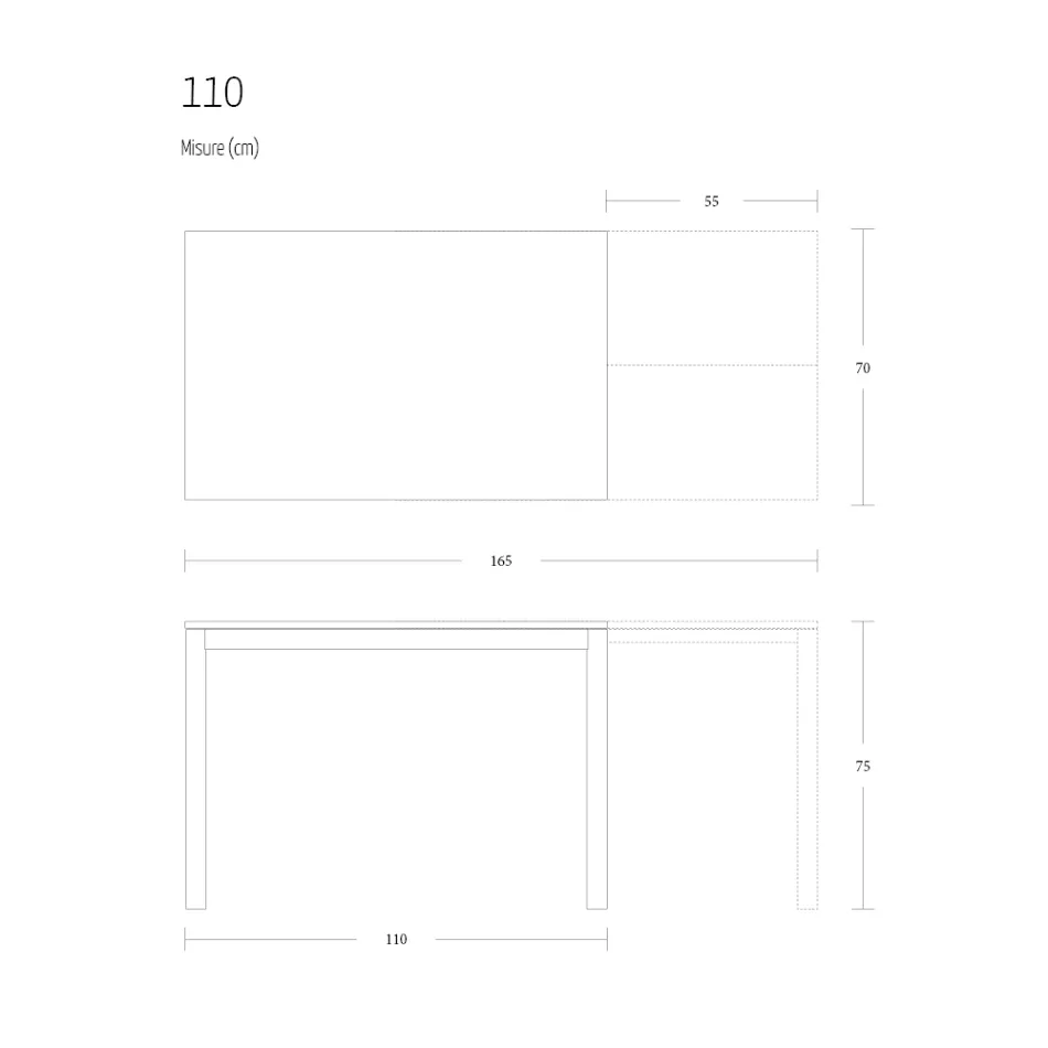 Utdragbart matbord 190 cm Metall och trä Tillverkat i Italien - Euklidiskt Viadurini