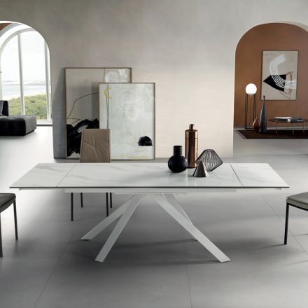 Matbord Utdragbart till 240 cm Marmoreffekt och metallstruktur - Yvan Viadurini