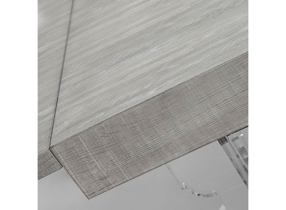Utdragbart matbord till 255 cm i plexiglas och trä Tillverkat i Italien - Francoise Viadurini