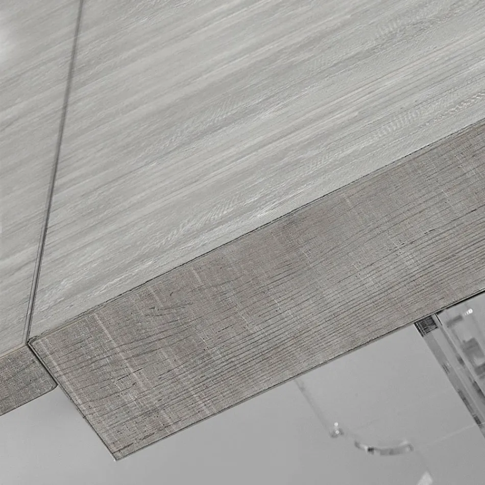 Utdragbart matbord till 255 cm i plexiglas och trä Tillverkat i Italien - Francoise Viadurini