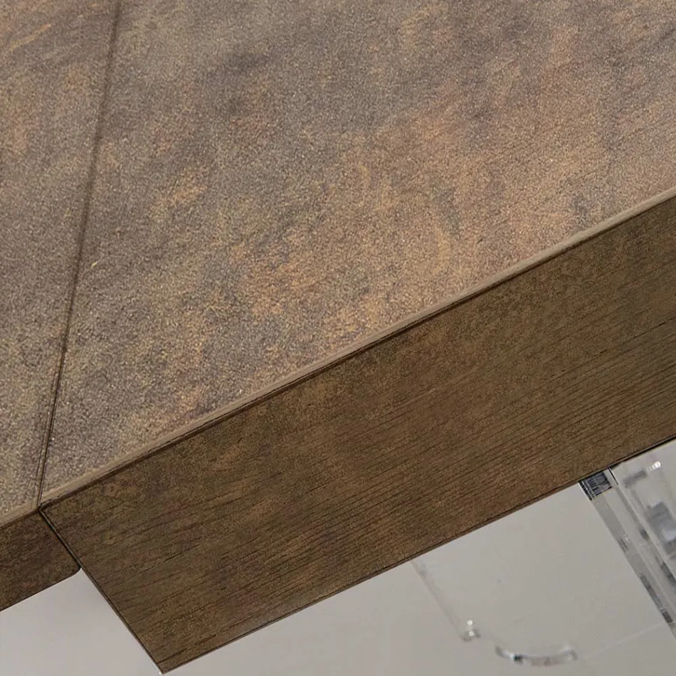 Utdragbart matbord till 255 cm i plexiglas och trä Tillverkat i Italien - Francoise Viadurini