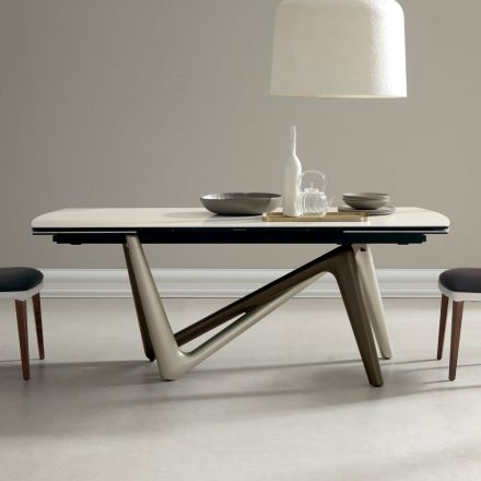 Matbord förlängbart till 294 cm polerad keramik och polyuretan - Stalto Viadurini