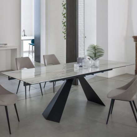 Utdragbart matbord upp till 270 cm med keramisk glasskiva - Trasimeno Viadurini