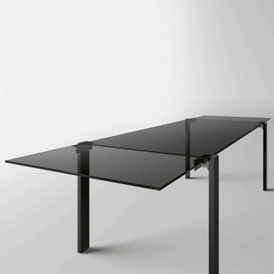 Utdragbart matbord Upp till 280 cm med glastopp Made in Italy - Melo Viadurini
