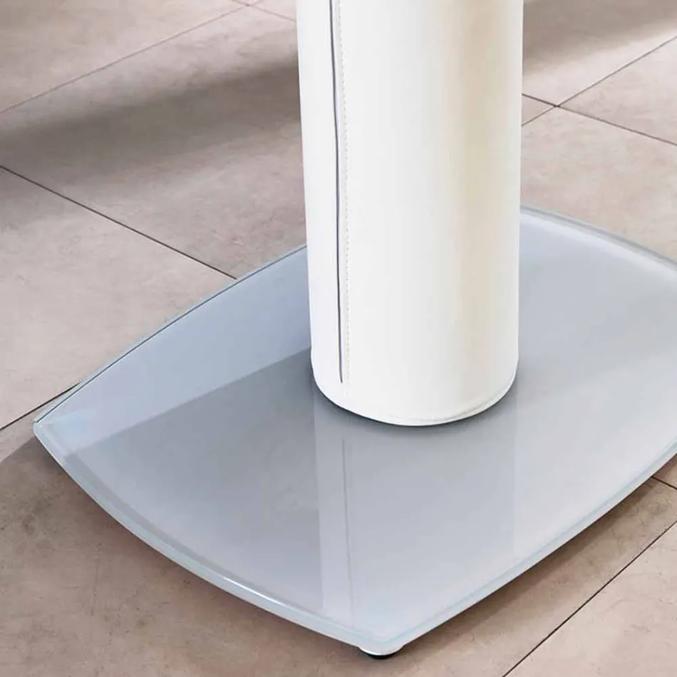 Förlängnings matbord glas och läder, L120 / 180xP90cm, Lelia Viadurini