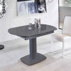Förlängnings matbord glas och läder, L120 / 180xP90cm, Lelia Viadurini