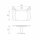 Extendable matbord i glas och imiterat läder, L120 / 180xP90cm, Lelia Viadurini