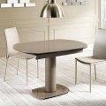 Förlängnings matbord glas och läder, L120 / 180xP90cm, Lelia