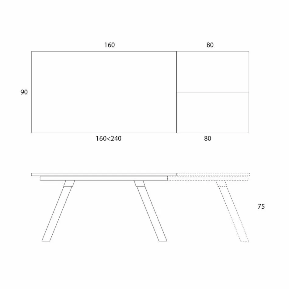 Utdragbart matbord Keramisk topp upp till 2,8 m Tillverkad i Italien - Paoluccio Viadurini