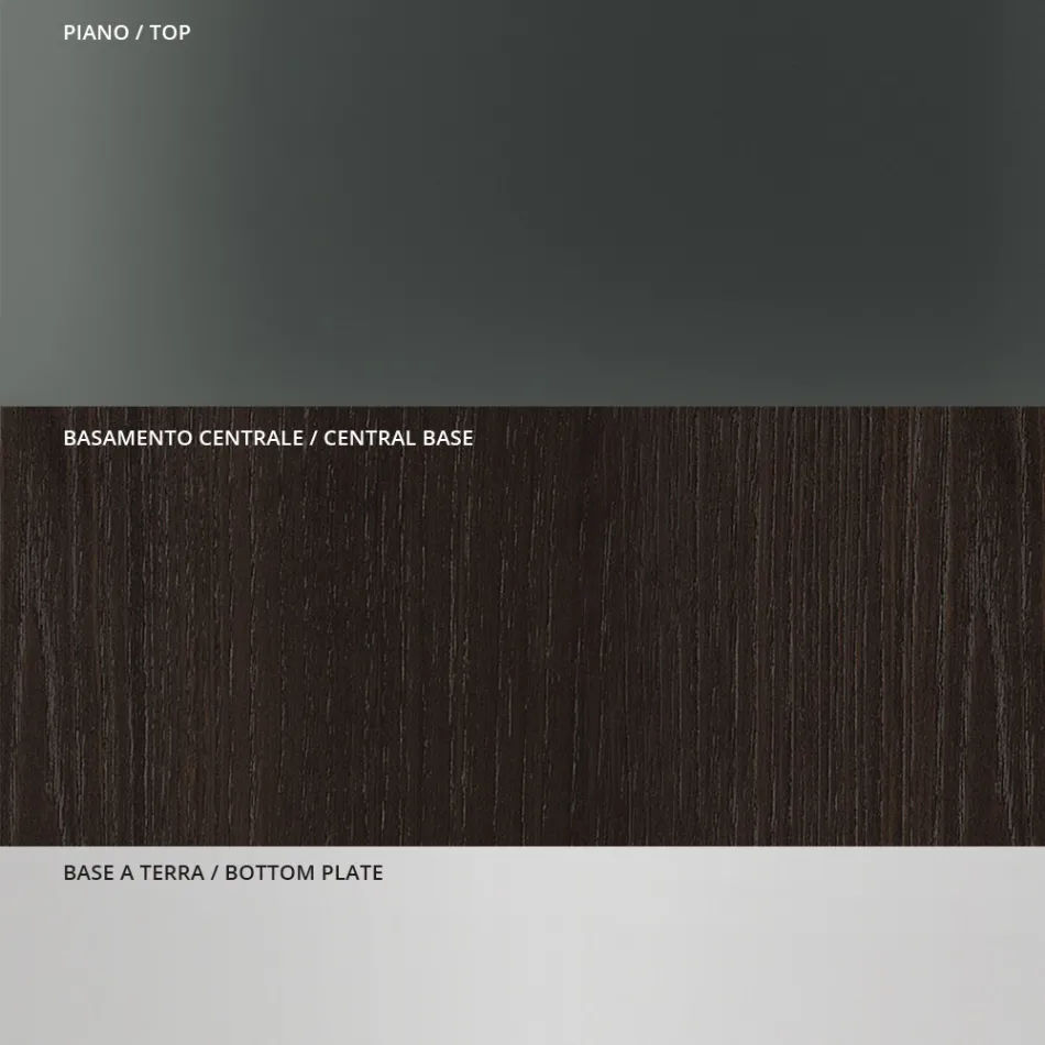 Matbord med fyrkantig glasskiva och träbotten Tillverkat i Italien - Kuadro Viadurini