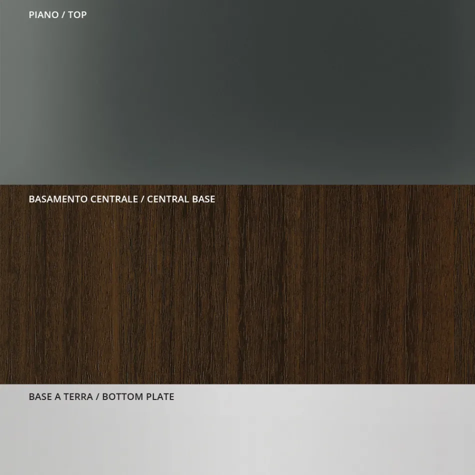 Matbord med fyrkantig glasskiva och träbotten Tillverkat i Italien - Kuadro Viadurini