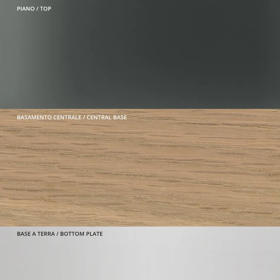 Matbord med fyrkantig glasskiva och träbotten Tillverkat i Italien - Kuadro Viadurini