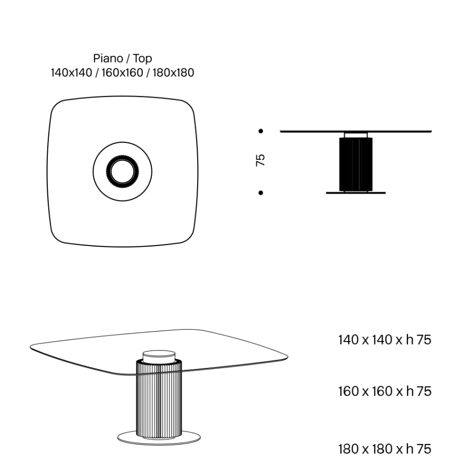 Matbord med fyrkantig glasskiva och träbotten Tillverkat i Italien - Kuadro Viadurini