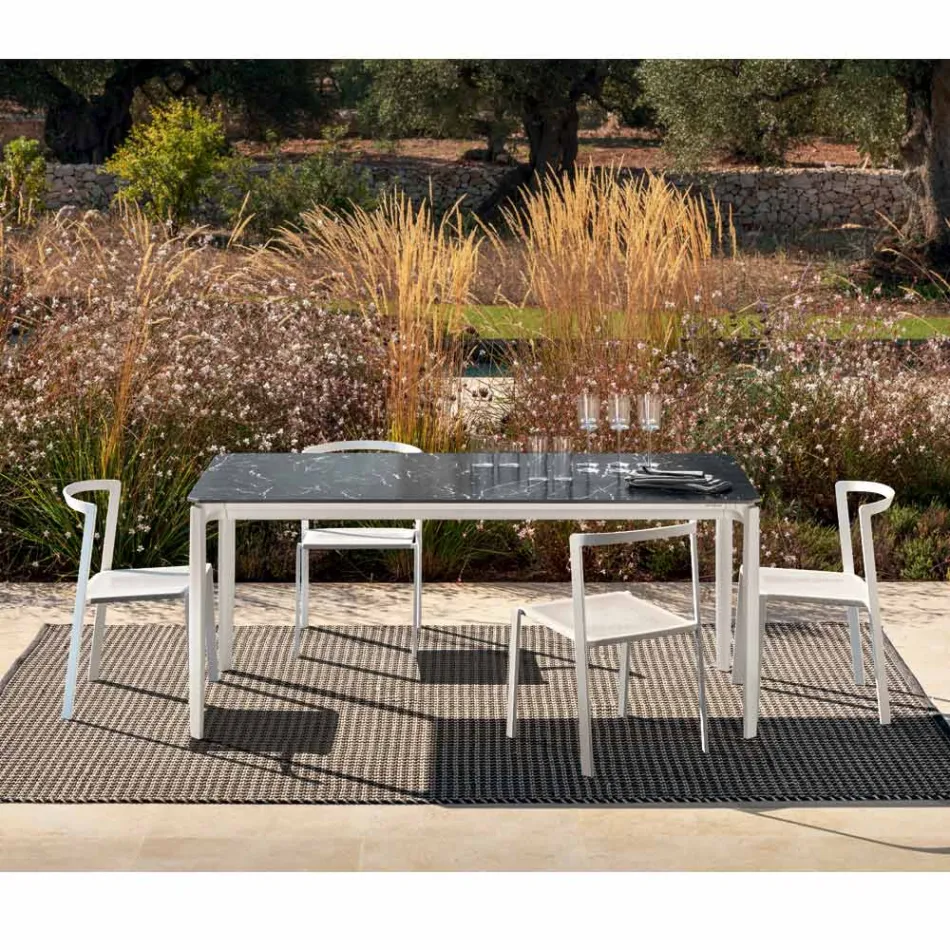 Trädgårdsmatbordsskiva i porslinsstengods tillverkad i Italien - Tarik Viadurini