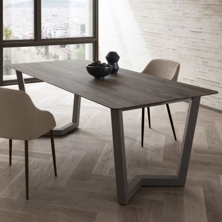 Fast matbord i metall och skiktad Hpl Tillverkat i Italien - Bastiano Viadurini