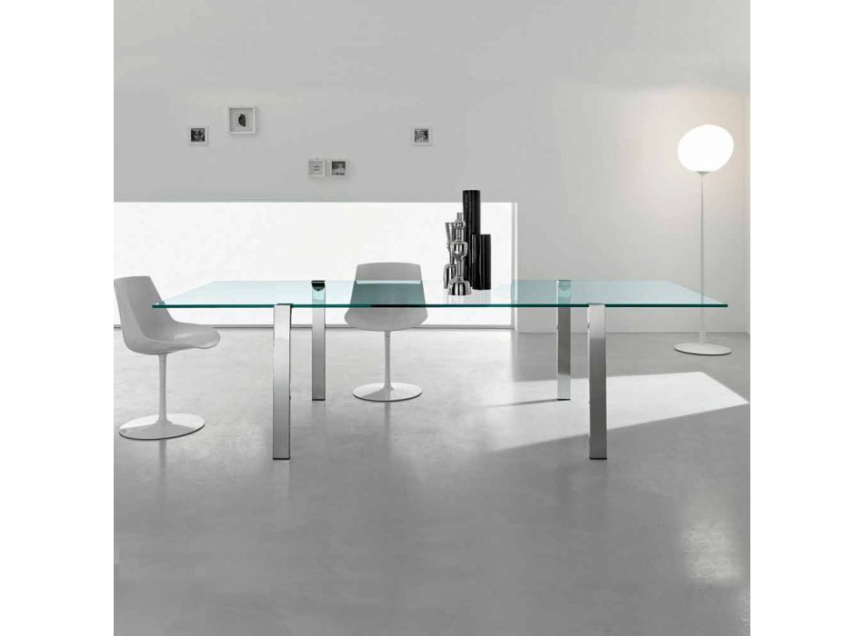 Matbord i transparent glas och metall Olika färger 5 storlekar - Aschio Viadurini