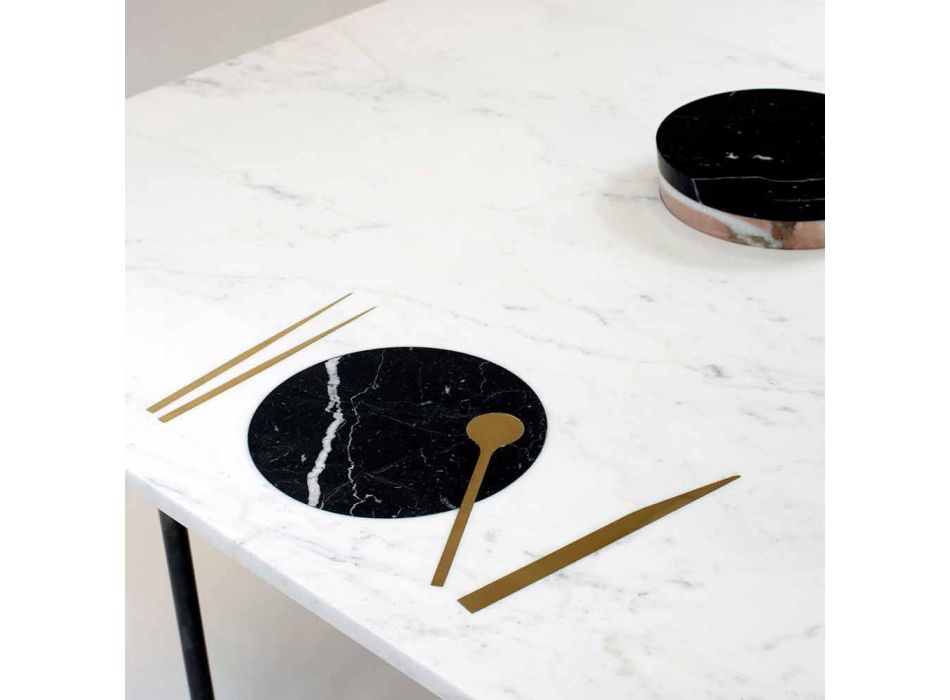Fyrkantigt matbord med vas och marmorinlägg 140 cm lyx - Vesuvio Viadurini