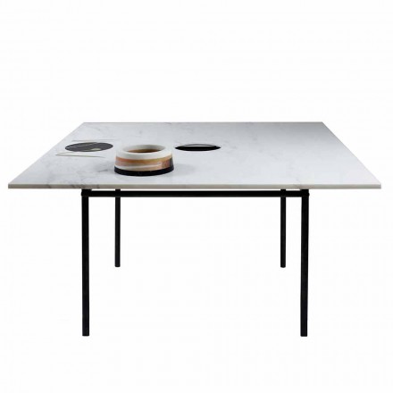 Fyrkantigt matbord med vas och marmorinlägg 140 cm lyx - Vesuvio Viadurini