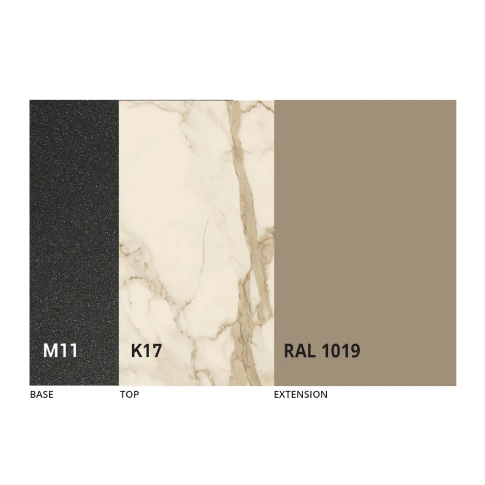 Runt matbord med utdragbar skiva till 180 cm Tillverkat i Italien - Muschio Viadurini